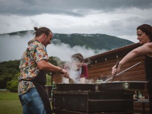 BBQ party with a bounce house rental